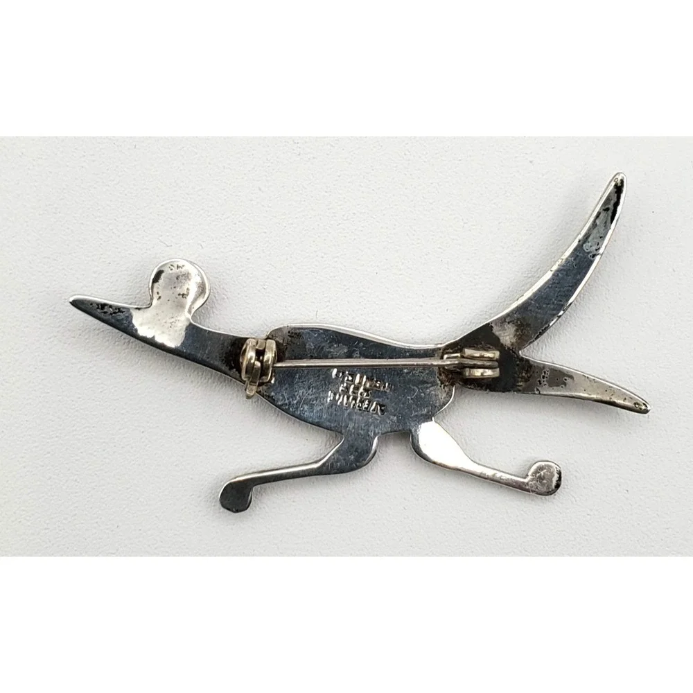 Vintage‎ Sterling Silver & Abalone Road Runner Brooch